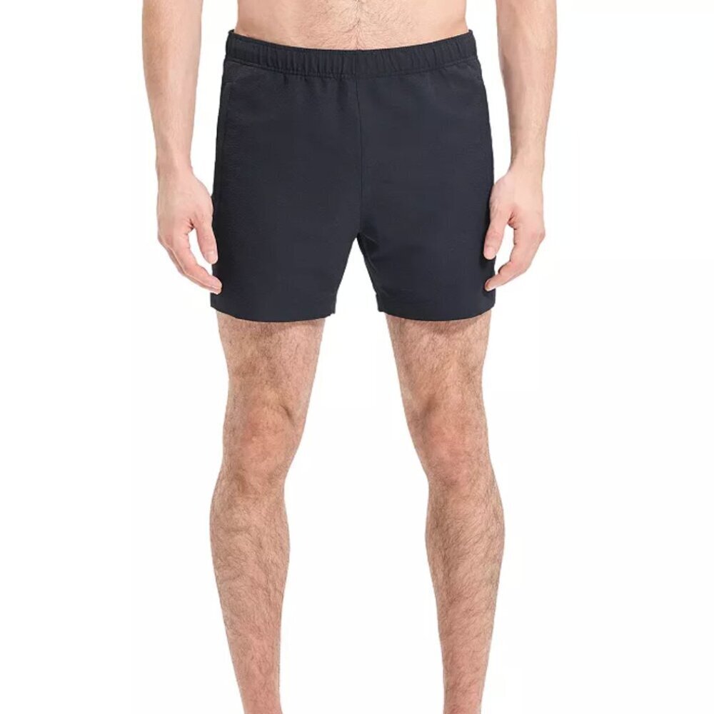 Theory Jace Splash Seer Swim Shorts in Black, size M